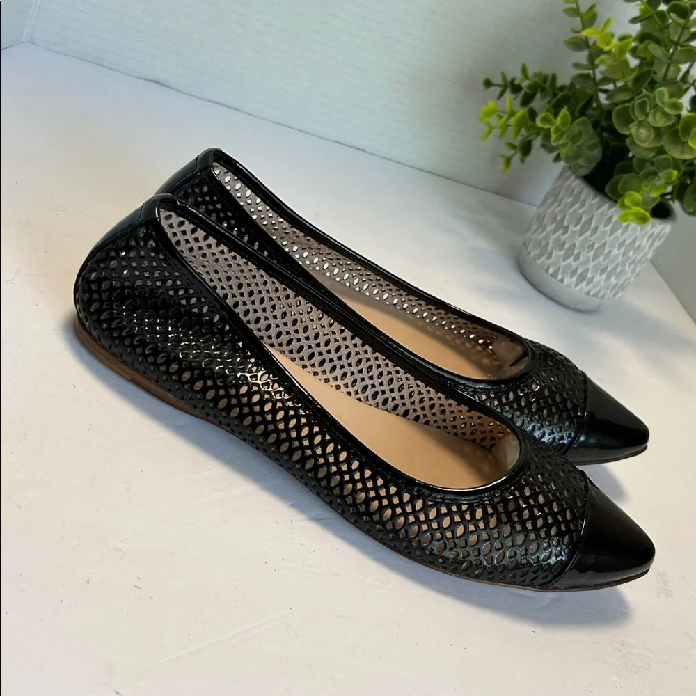 Furla Black Patent Leather Mesh Flats - Picture 9 of 17